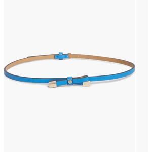 Kate Spade New York 8mm Shoestring Bow Belt - Blue, Medium NEW